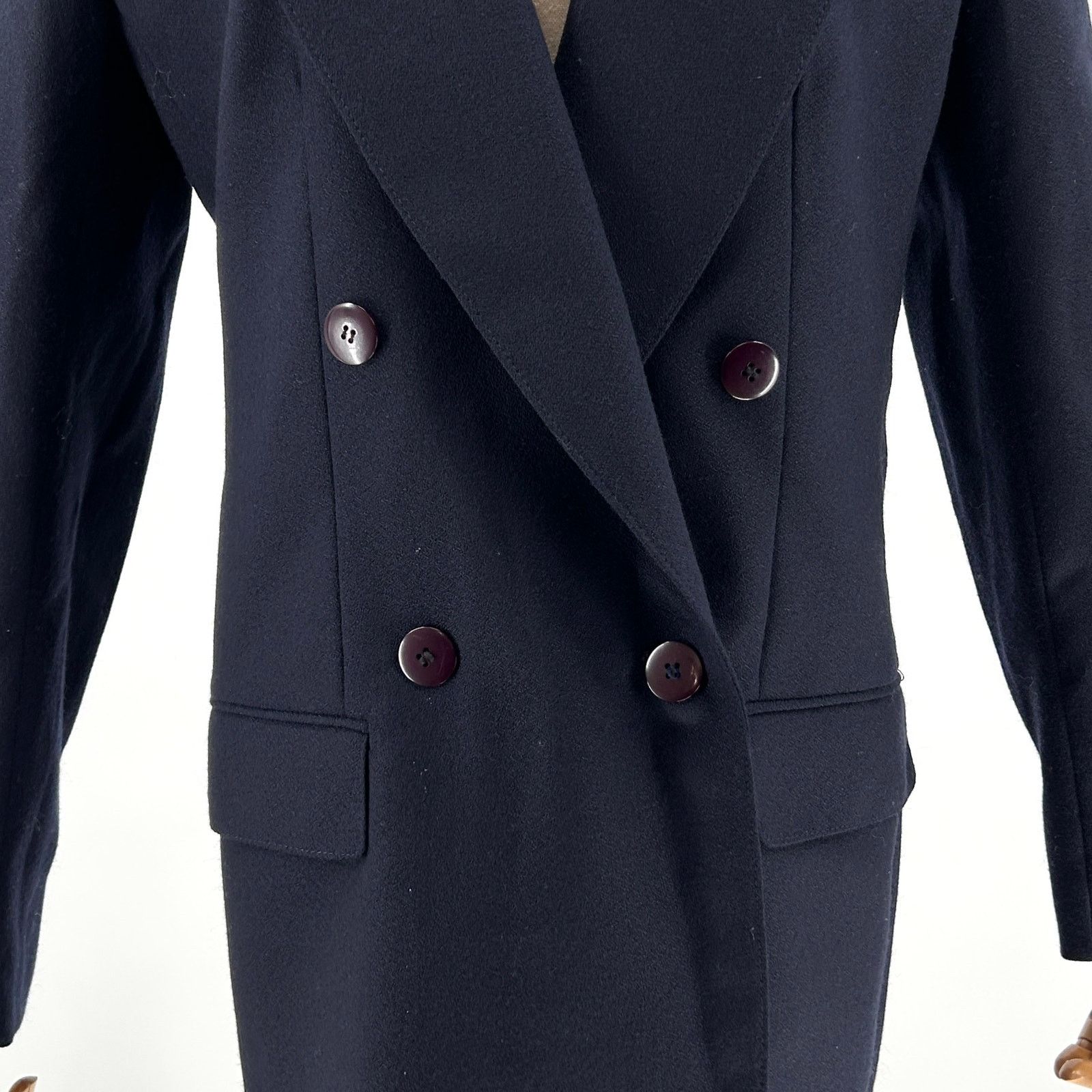 Vintage 80s Giorgio Sant Angelo Navy Wool Double Breasted Blazer Size M / US 6-8 / IT 42-44 - 3 Thumbnail