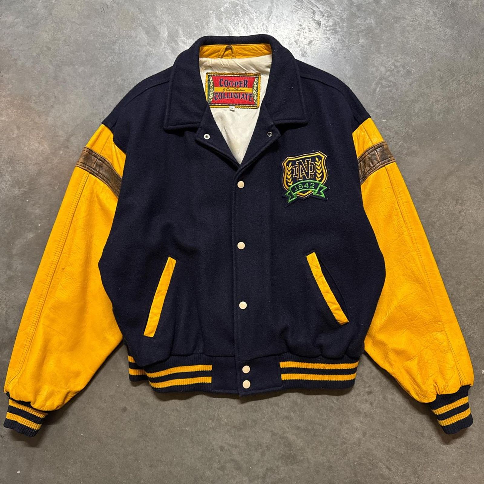 Vintage Vintage 90s Notre Dame Cooper Leather Varsity Jacket Size US XL / EU 56 / 4 - 5 Thumbnail