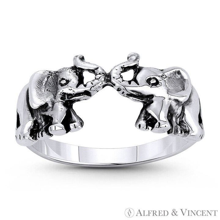 Other Elephant Couple Love Charm Ring in .925 Sterling Silver Size ONE SIZE - 1 Preview