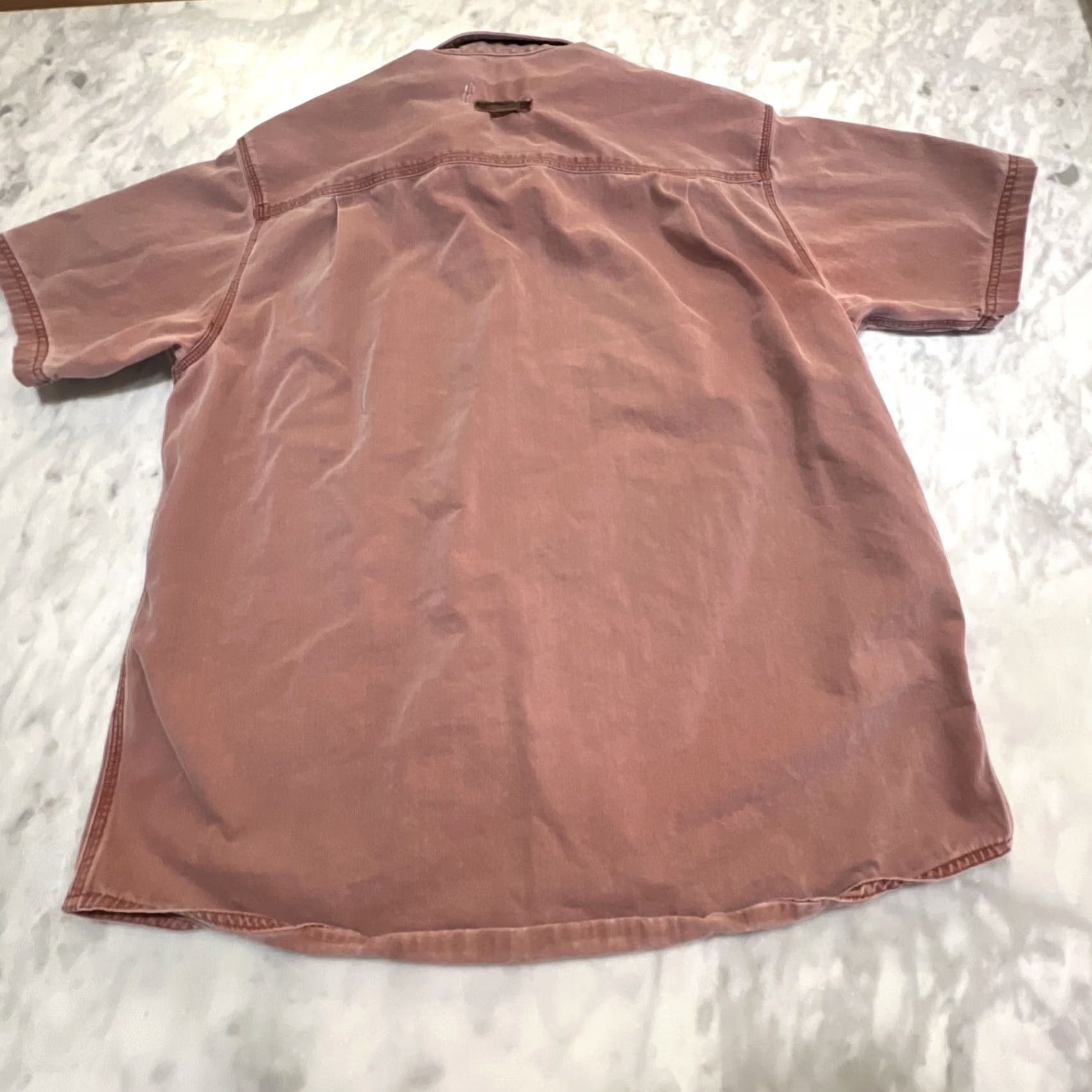 Vintage SCHNEE’S Red Button Down Mens Large Short Sleeve Heavy Canvas Cotton Shirt Size US 33 - 6 Thumbnail