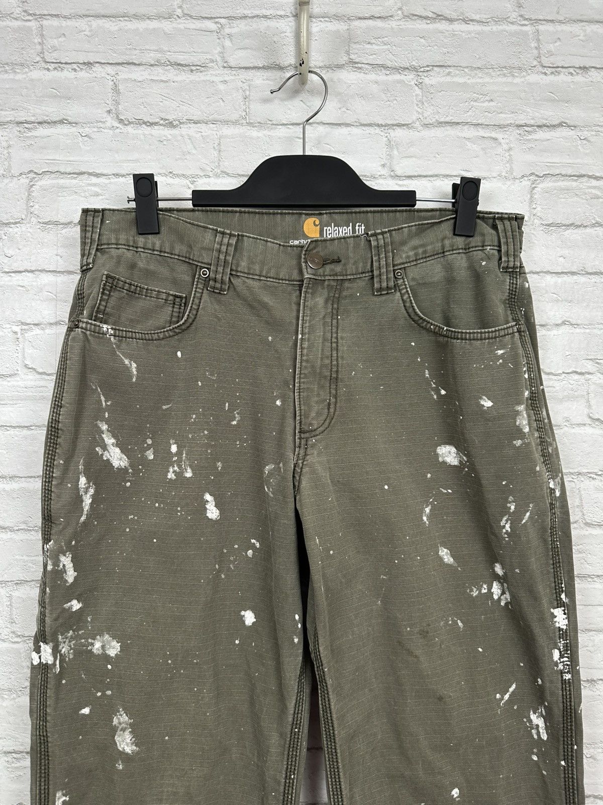 Carhartt (34x29) FADED PAINT THRASHED Carhartt Work Pants Size US 34 / EU 50 - 3 Thumbnail