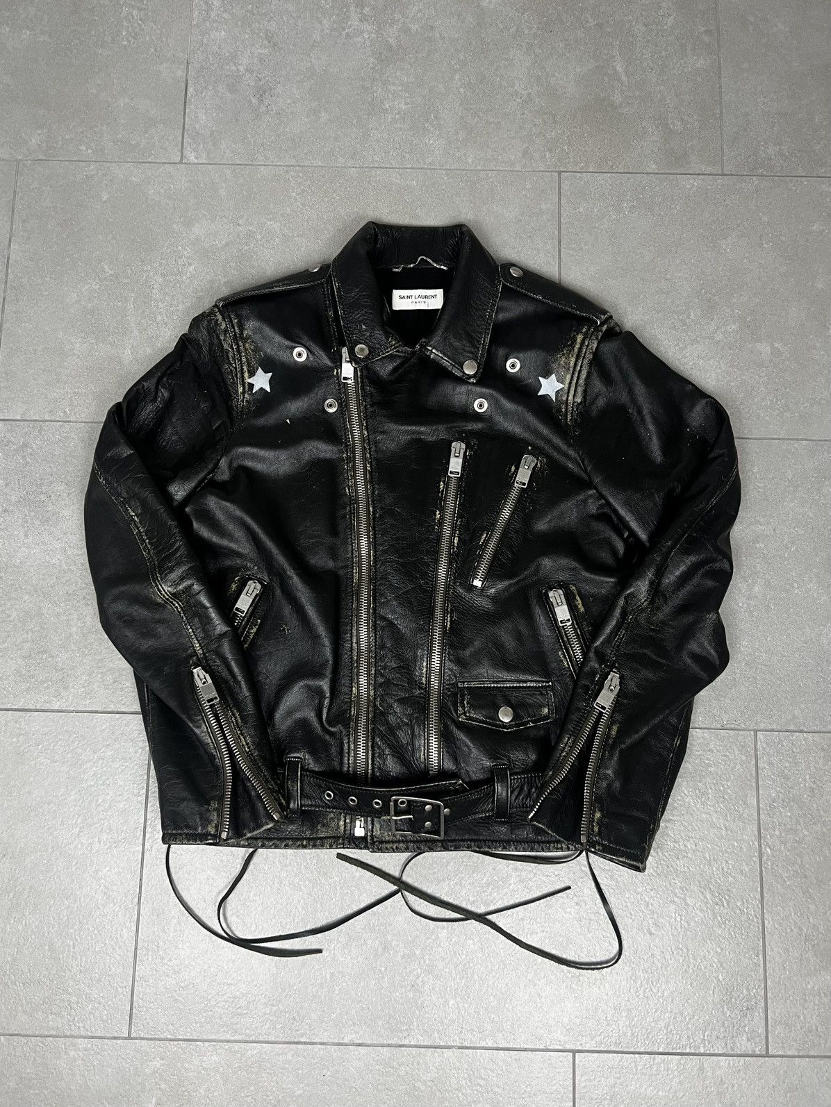 Saint Laurent Paris Saint Laurent Leather Stars Jacket Size US S / EU 44-46 / 1 - 1 Thumbnail