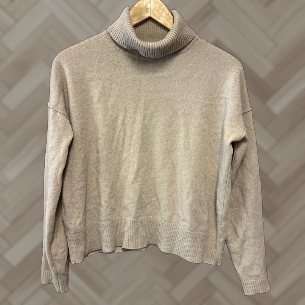 Vintage Cuyana Sweater Wool Cashmere Turtleneck Pullover Dolman Sleeve Medium M Womens Brown Beige City Classic Bohemian Winter Fall Pullover Womens Size M / US 6-8 / IT 42-44 - 1 Thumbnail