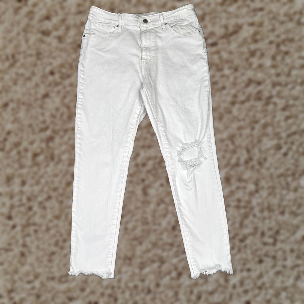 Levis Jeans Womens 31 White Distressed Denim 721 High Rise Skinny Ankle 31x26