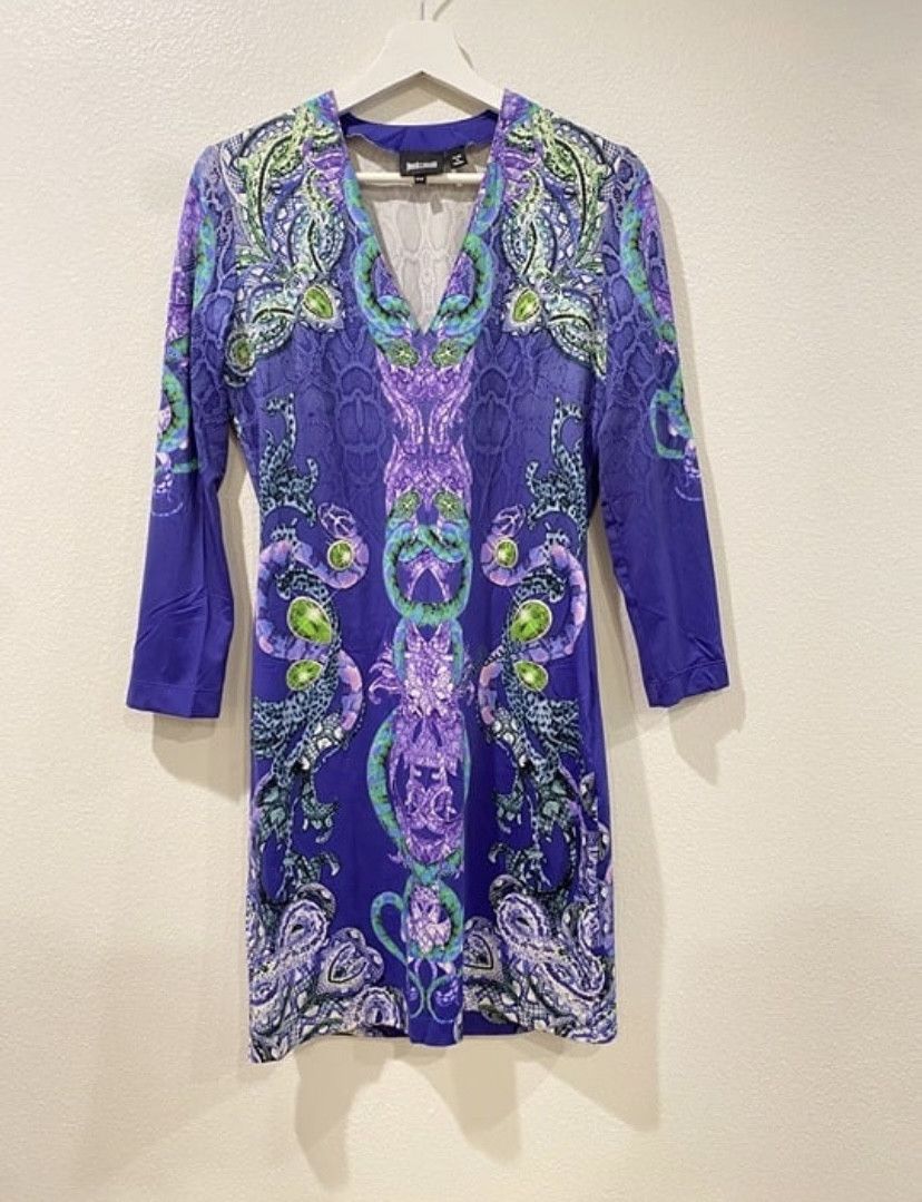 Just Cavalli Authentic Just Cavalli Purple Snakeskin Print Midi Dress Size M / US 6-8 / IT 42-44 - 1 Thumbnail