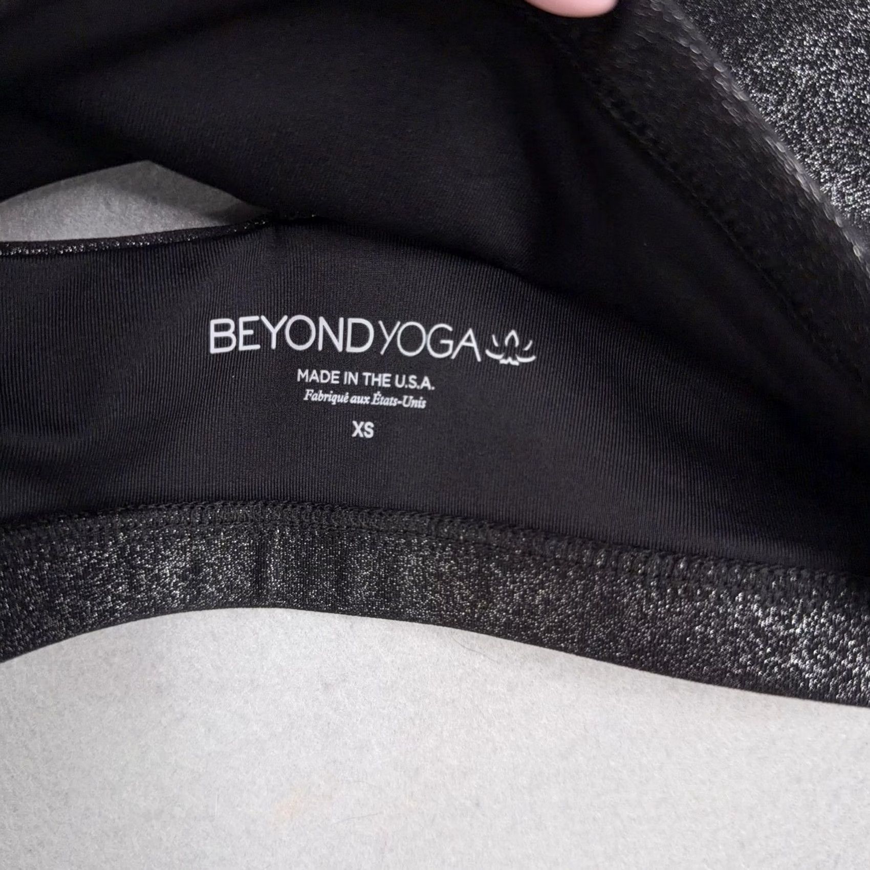 Beyond Yoga Beyond Yoga Sports Bra XS Black Shimmer Strappy Racerback Made USA Size ONE SIZE - 3 Thumbnail