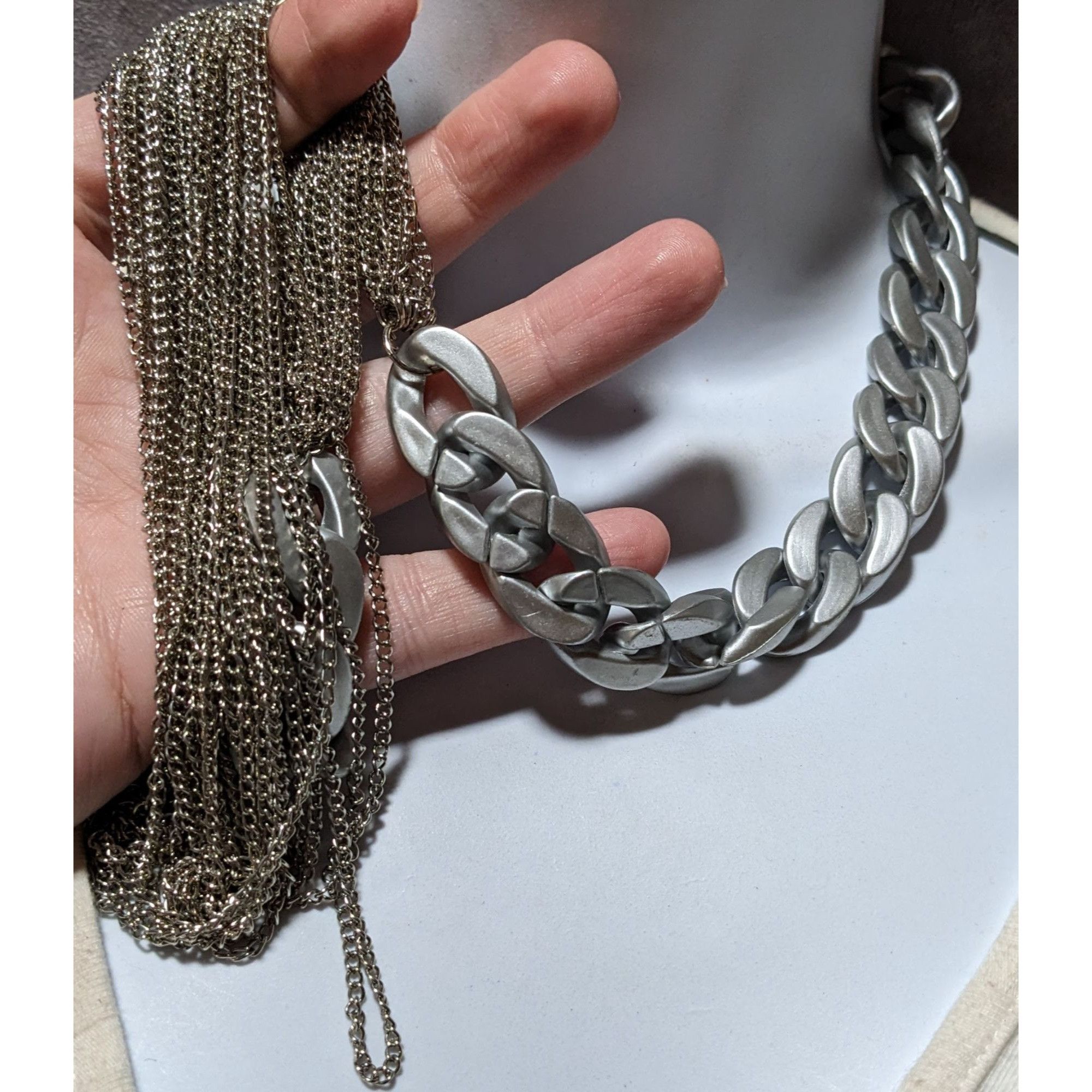 Other Silver Chain Costume Statement Necklace Size ONE SIZE - 3 Thumbnail