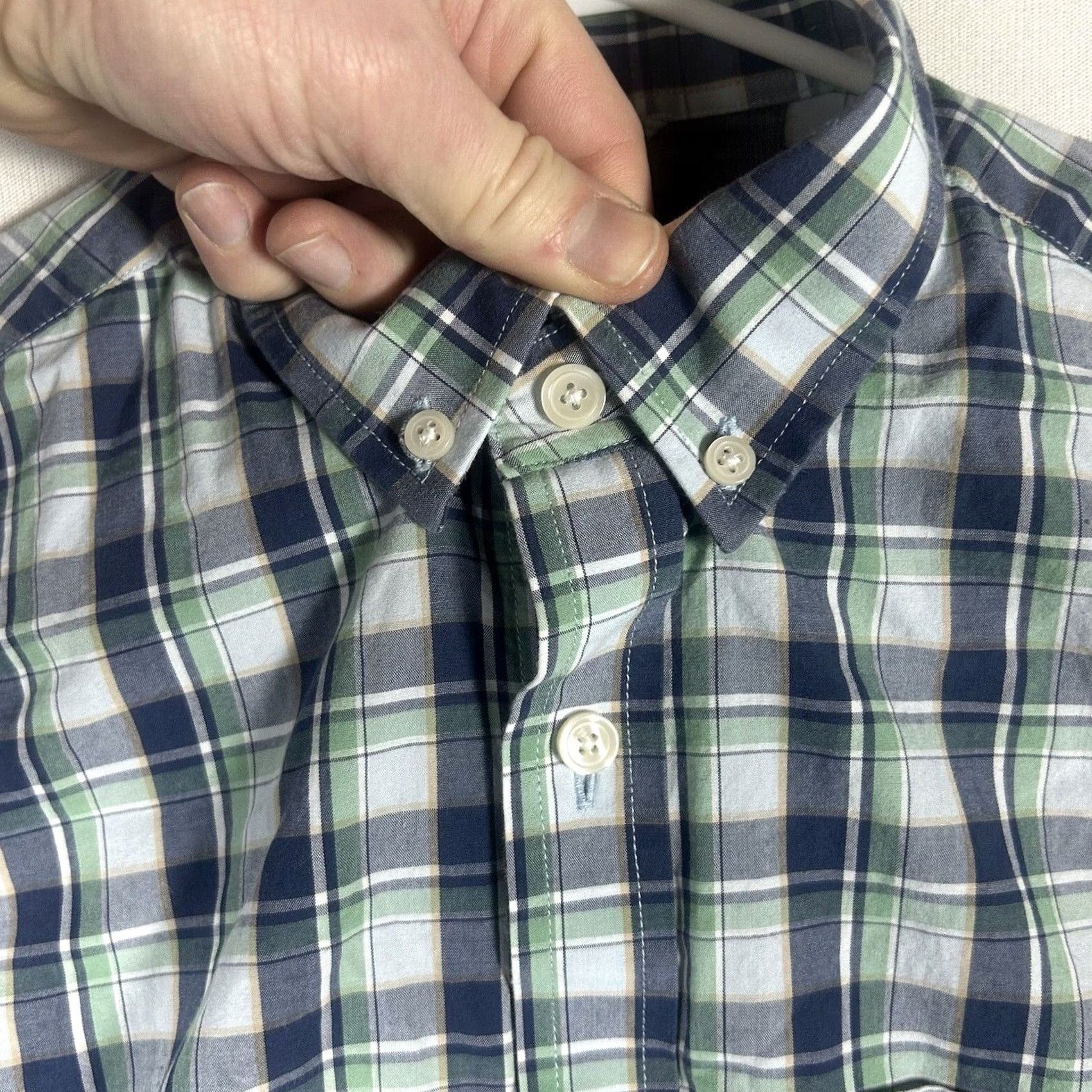 Banana Republic Banana Republic Shirt Mens S Small Button Up Plaid Green Blue Slim Fit Cotton 100% Button-Up Long Sleeve Pocket Casual Workwear Size US S / EU 44-46 / 1 - 2 Thumbnail