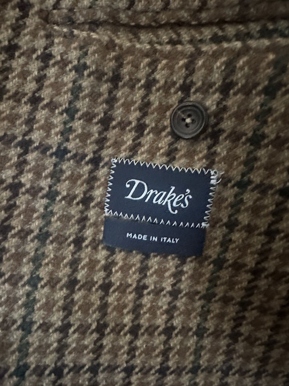 Drake's Drake’s Brown Houndstooth Virgin Wool - JKT-3- 40R Size 40R - 2 Thumbnail