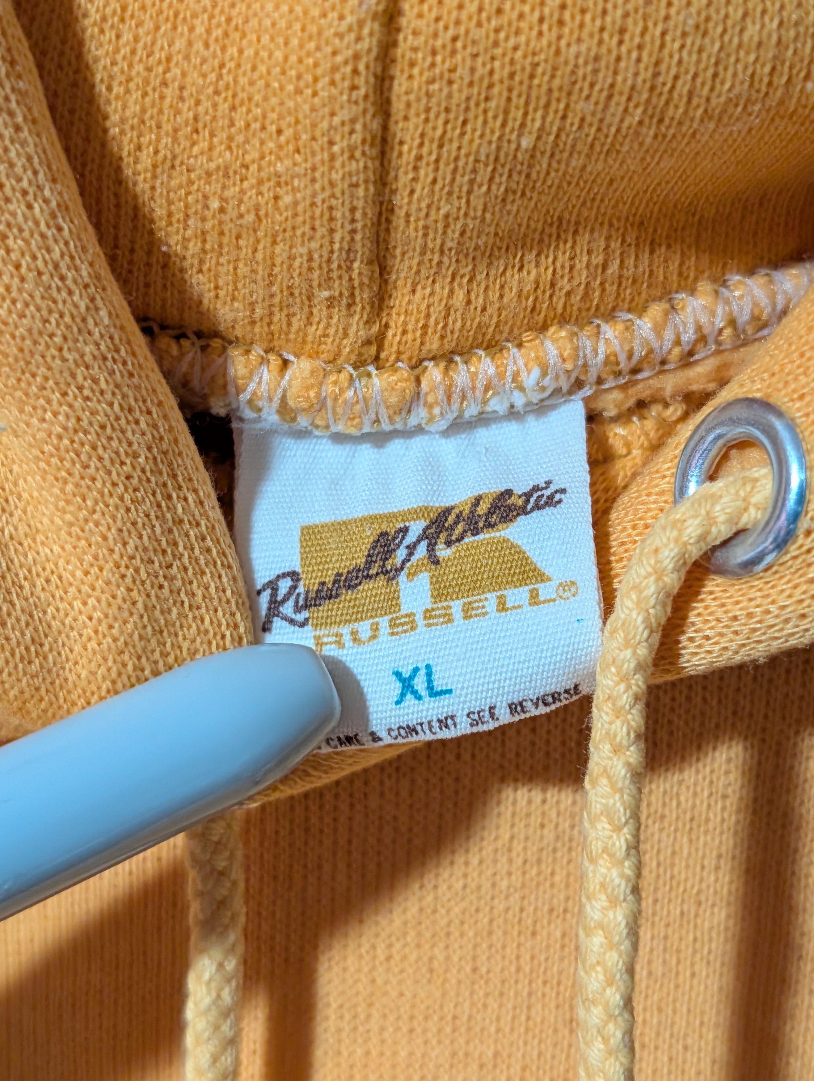 Russell Athletic Vintage 70s Russell Athletic Hoodie Sweatshirt Blank Yellow Size US XL / EU 56 / 4 - 2 Thumbnail