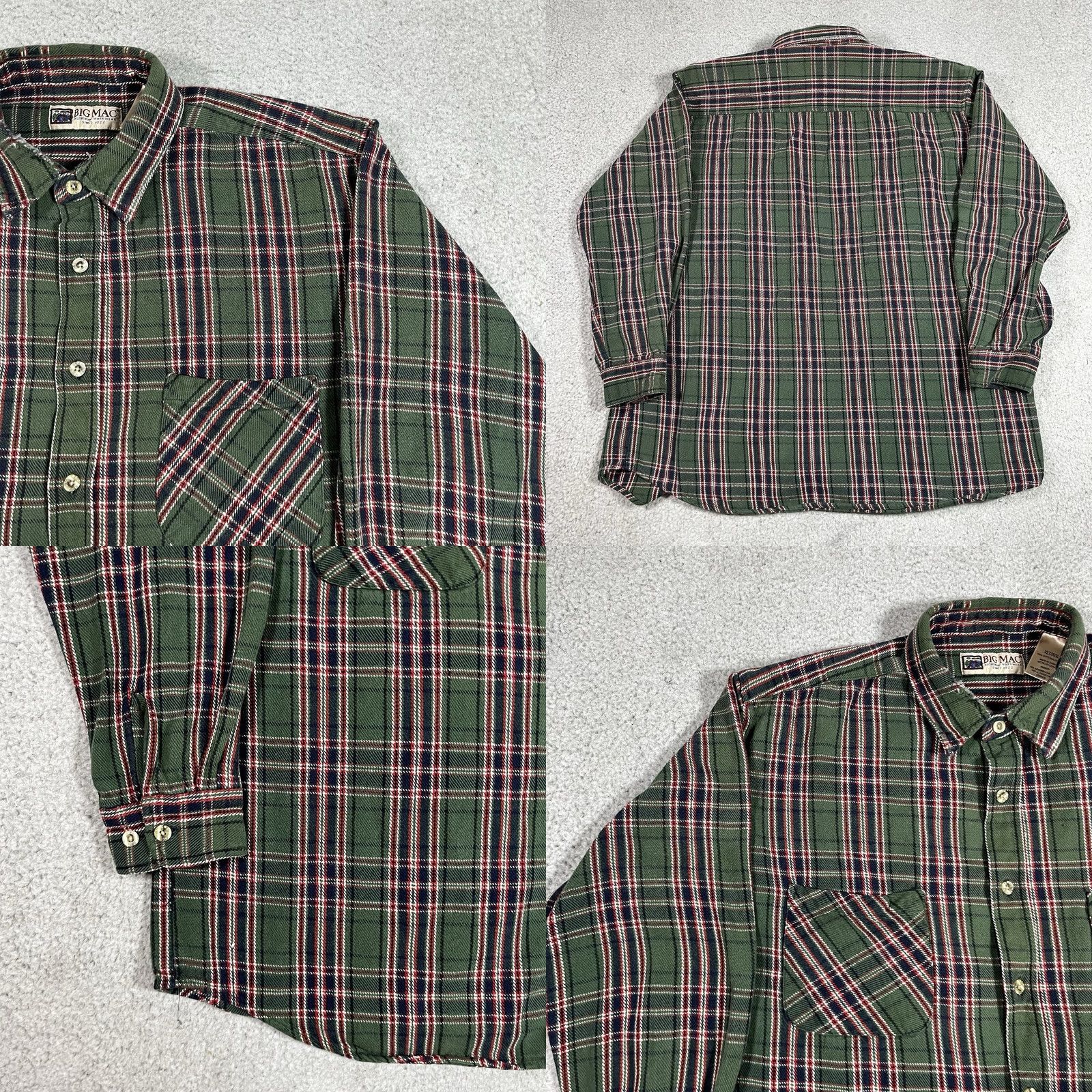 Vintage VINTAGE Big Mac Shirt Mens XL Green Plaid Button Heavy Flannel Outdoors Work Cotton VTG Size US XL / EU 56 / 4 - 8 Thumbnail
