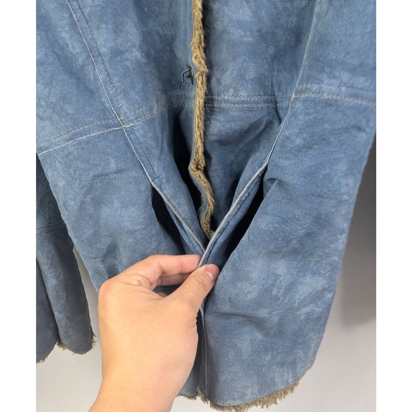Guess VINTAGE GUESS Penny Lane Coat Leather Blue Lining Faux Fur Mid-Length Women's S Small Size S / US 4 / IT 40 - 2 Thumbnail