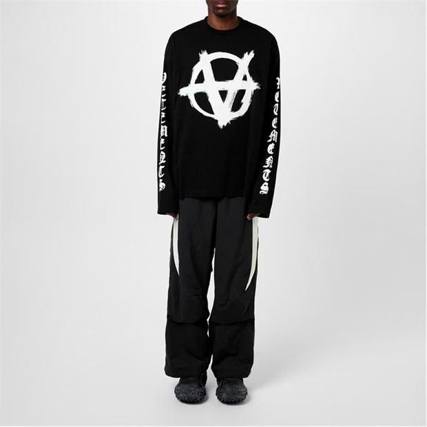 Vetements o1g2r1mq0824 Double Anarchy Long Sleeve T-Shirt Black White Size US M / EU 48-50 / 2 - 6 Thumbnail