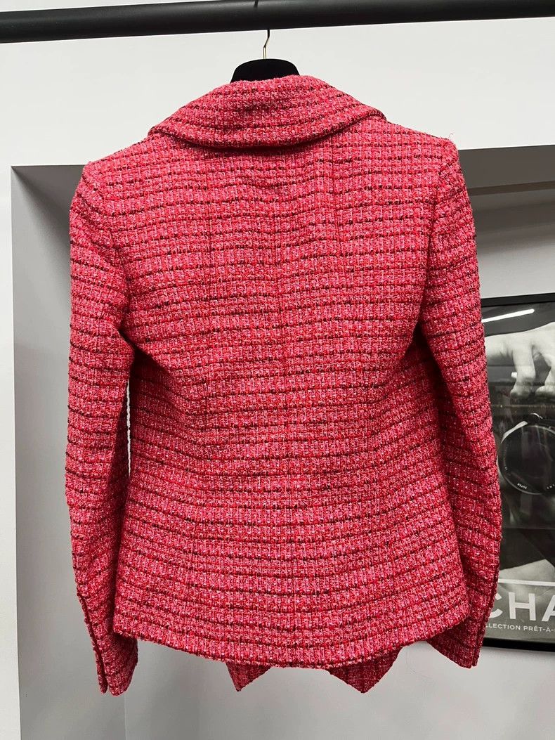 Chanel Chanel Watermelon red diamond buckle tweed knitting coat Size XXS / US 00 / IT 34 - 3 Thumbnail