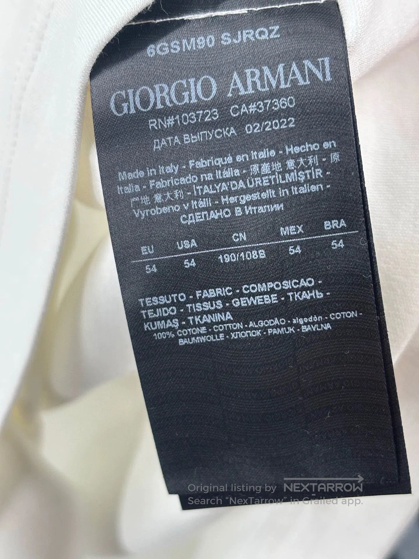 Emporio Armani Giorgio Armani Men's White Cotton T-Shirt. Size US M / EU 48-50 / 2 - 5 Thumbnail