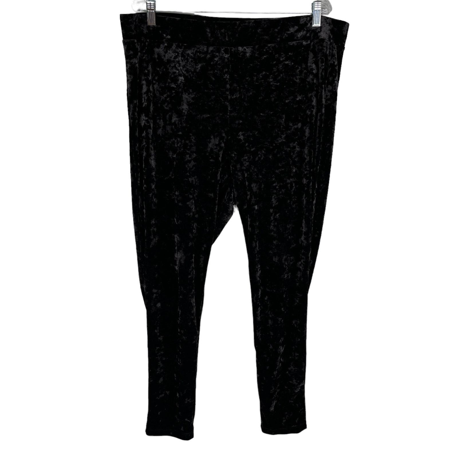 Other Torrid Pants Black Crushed Velvet Pull On 3 3X Elastic Waist Size 40" / US 18 - 1 Thumbnail