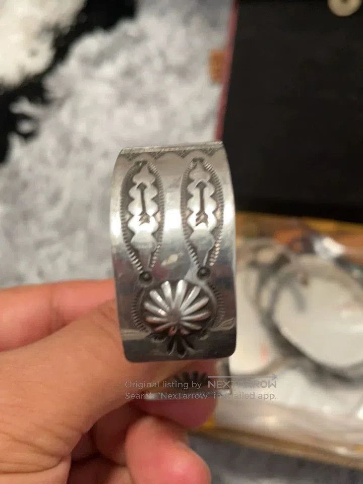 Japanese Brand Navajo 90s Hand-Engraved Silver Bracelet. Size ONE SIZE - 6 Thumbnail