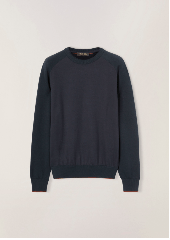 image of Loro Piana O1Srvl11E0424 Girocollo Bolgheri In Navy, Men's (Size Large)