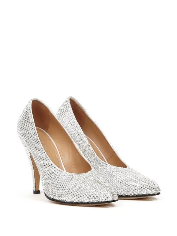 Maison Margiela oc11z1225 Tabi Rhinestone Embellished Pumps in White Size US 9 / IT 39 - 2 Thumbnail