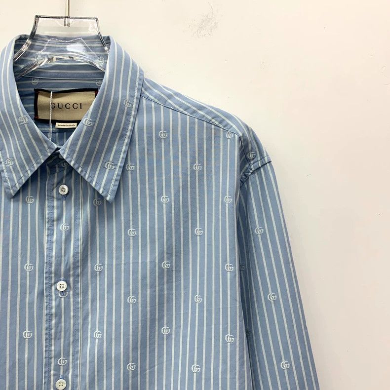 Gucci Gucci Light blue striped logo jacquad cotton lapel single- Size M / US 6-8 / IT 42-44 - 3 Thumbnail