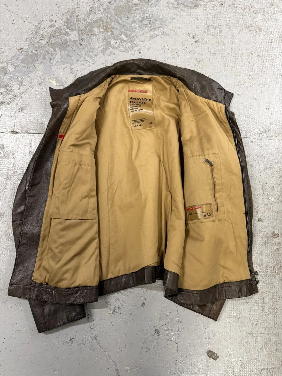 Prada 2000s Prada Brown Avant-Garde Biker Leather Jacket Size US M / EU 48-50 / 2 - 11 Thumbnail