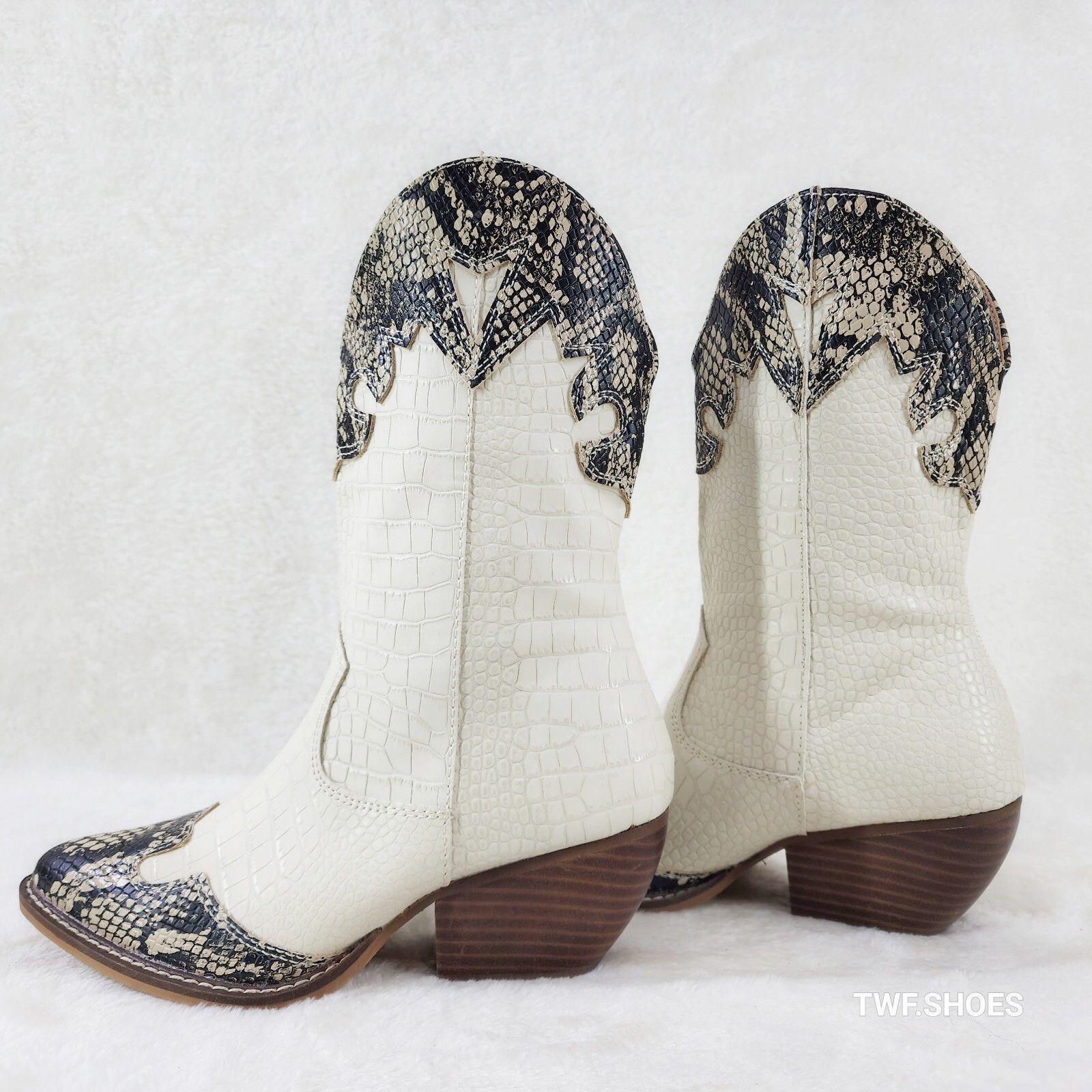 Other Snake Bite Cream Western Reptile Cowboy Pull On Country Cowg Size US 7 / IT 37 - 6 Thumbnail