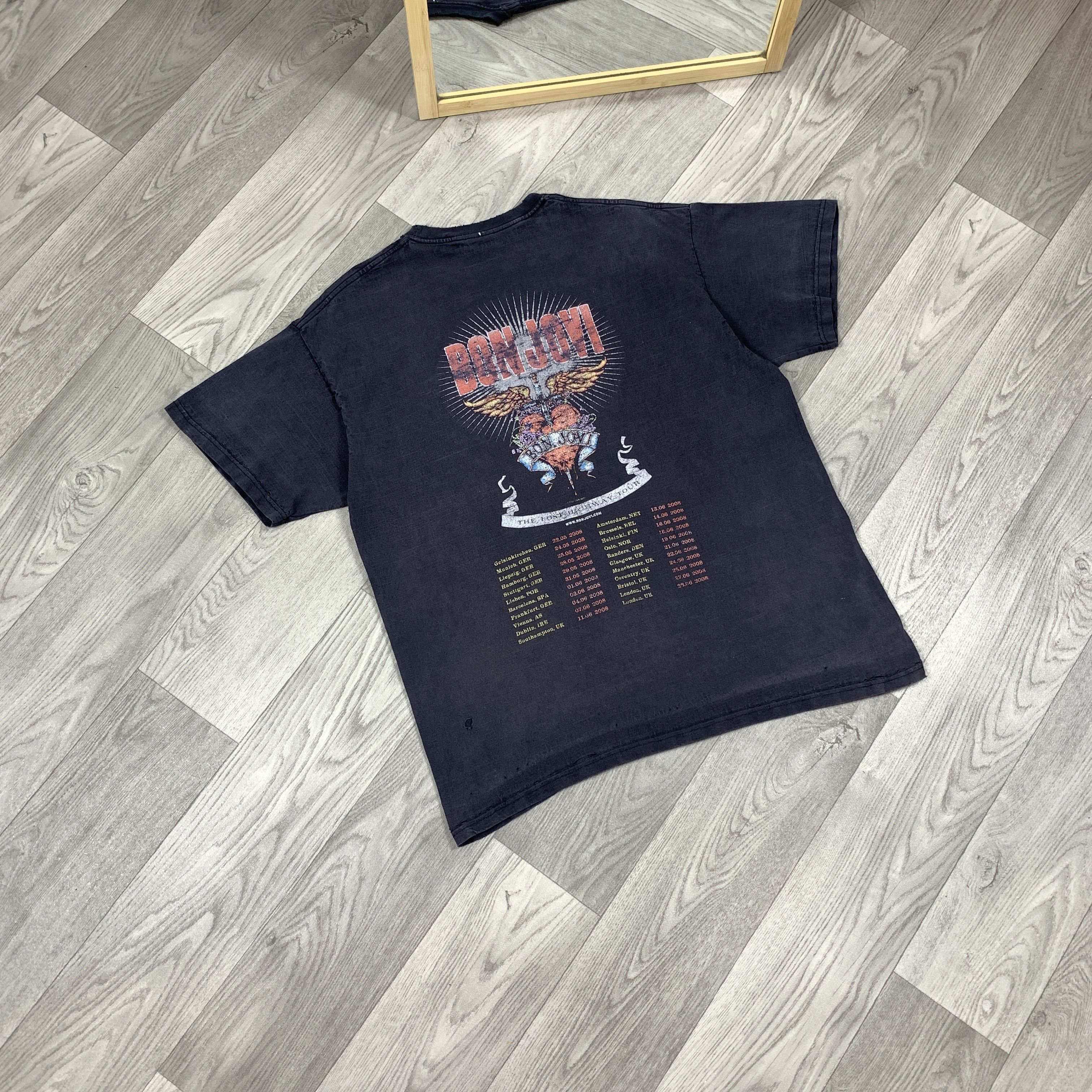Bon Jovi Vintage Bon Jovi Rock Band Faded Distressed Black Tee Shirt Size US XL / EU 56 / 4 - 4 Thumbnail