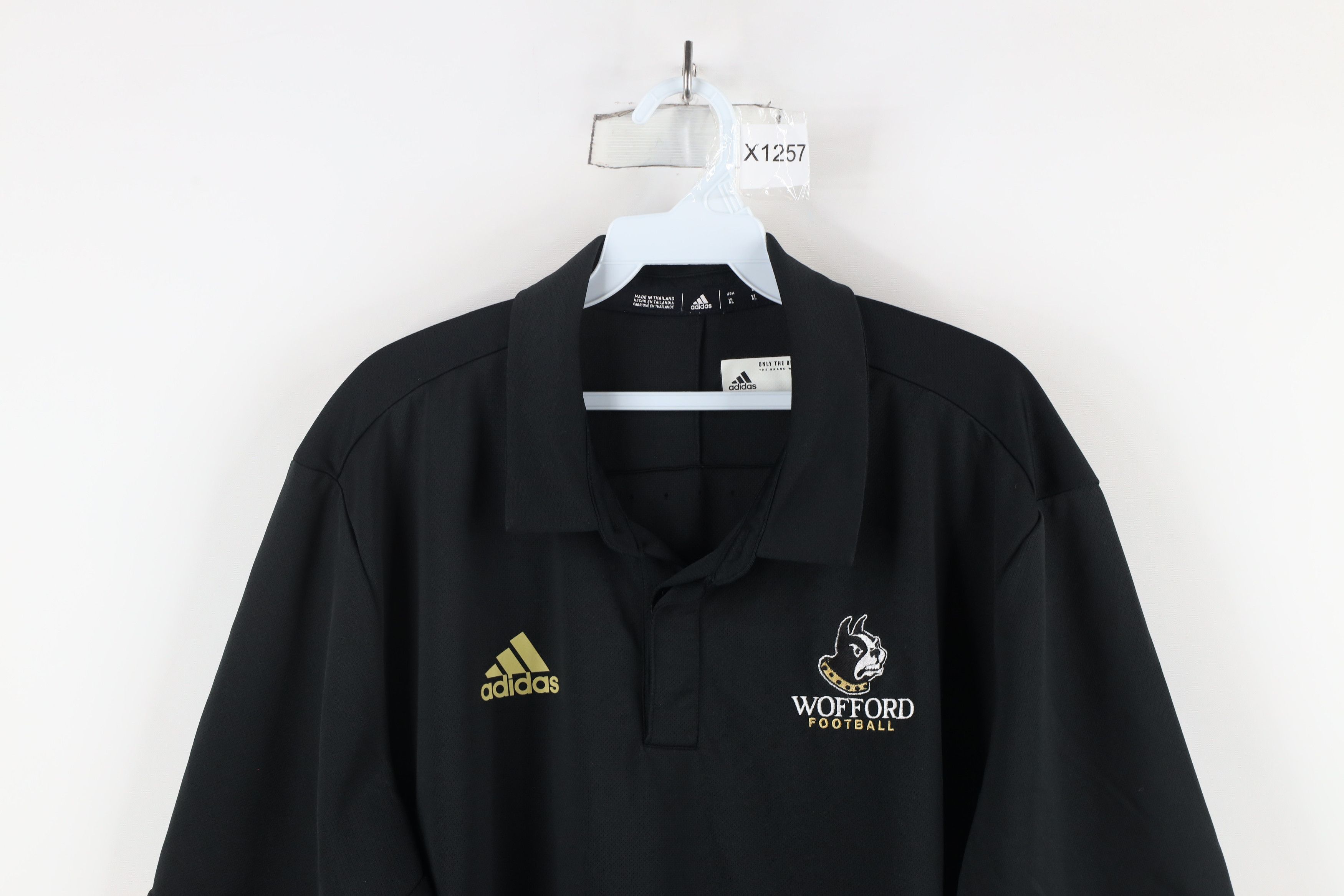 Adidas × Vintage Adidas Wofford University Football Collared Polo Shirt Black Size US XL / EU 56 / 4 - 2 Thumbnail