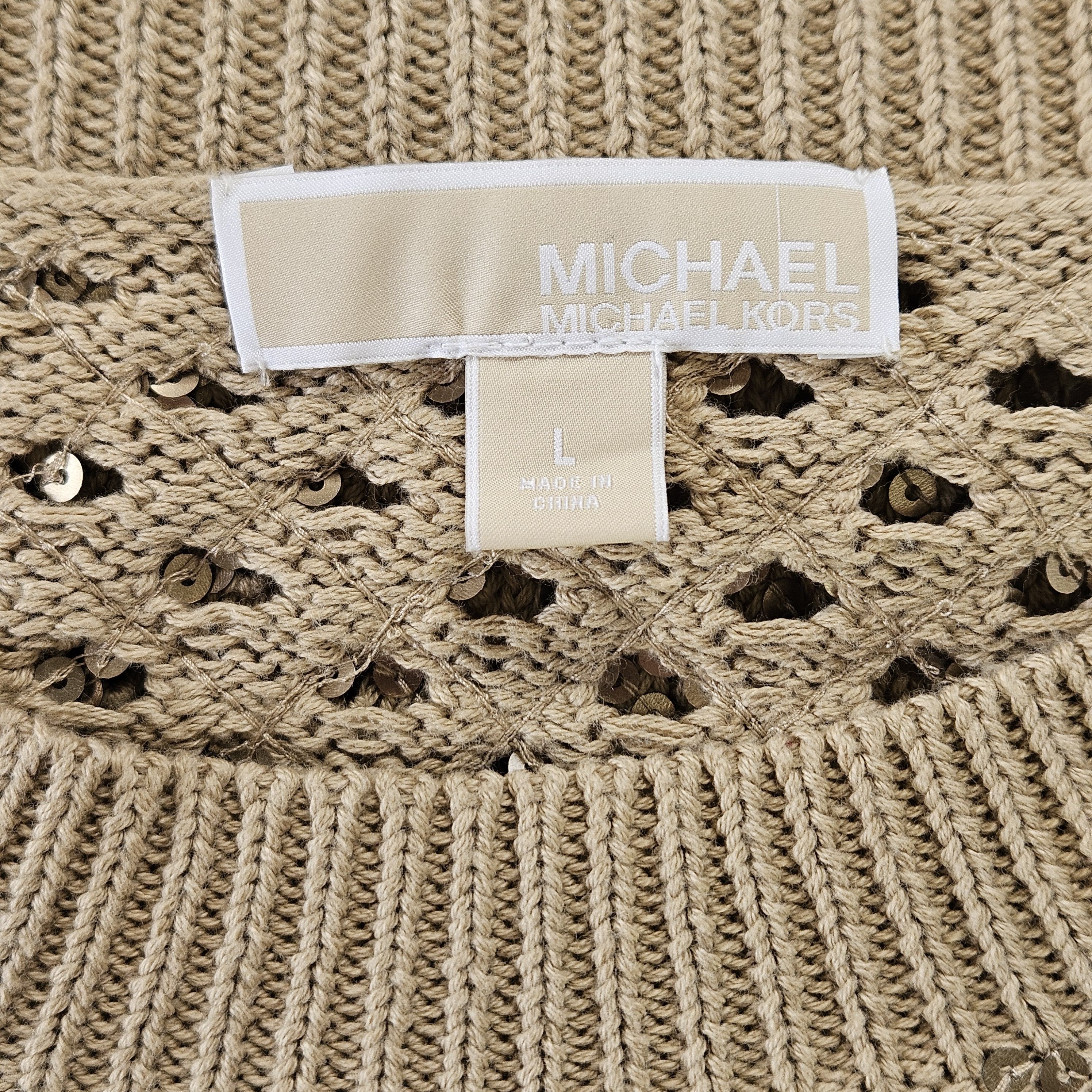 Michael Kors Michael Kors Size L NEW Sweater Cotton Gold Open Knit Sequin Size L / US 10 / IT 46 - 8 Thumbnail