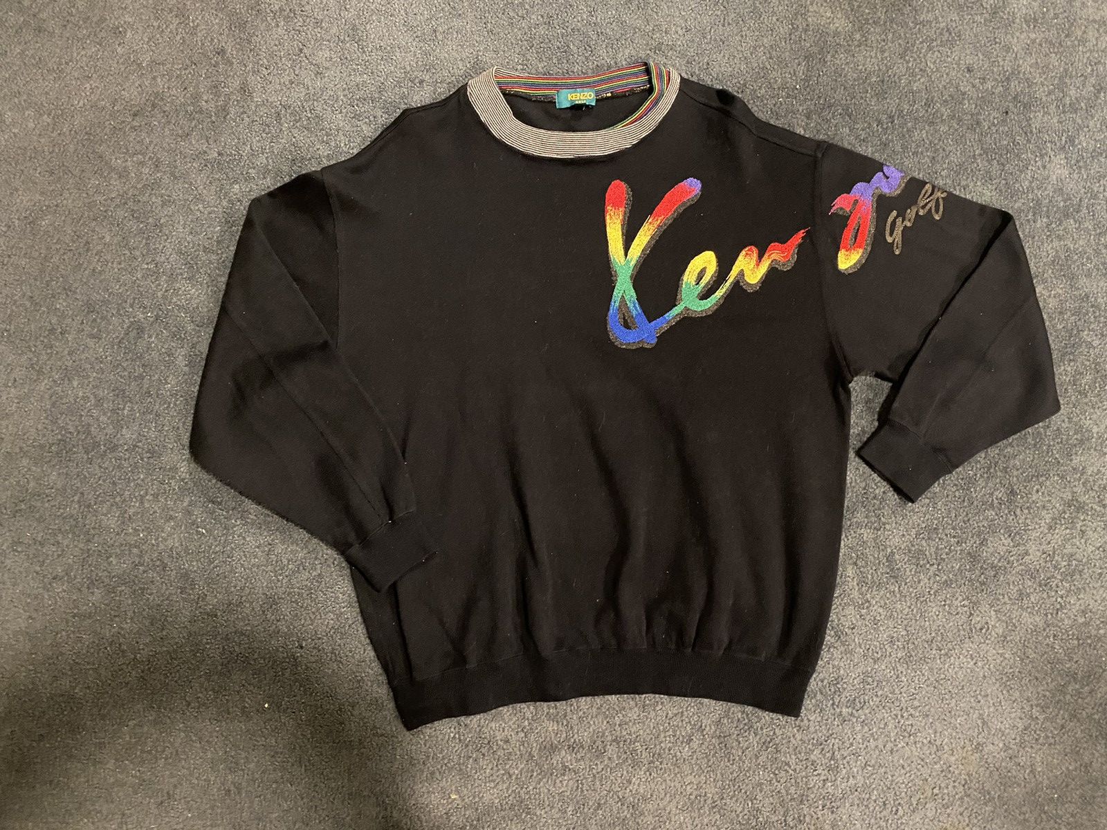 image of Vintage Kenzo Golf Crewneck Sweatshirt in Black, Men's (Size XL)