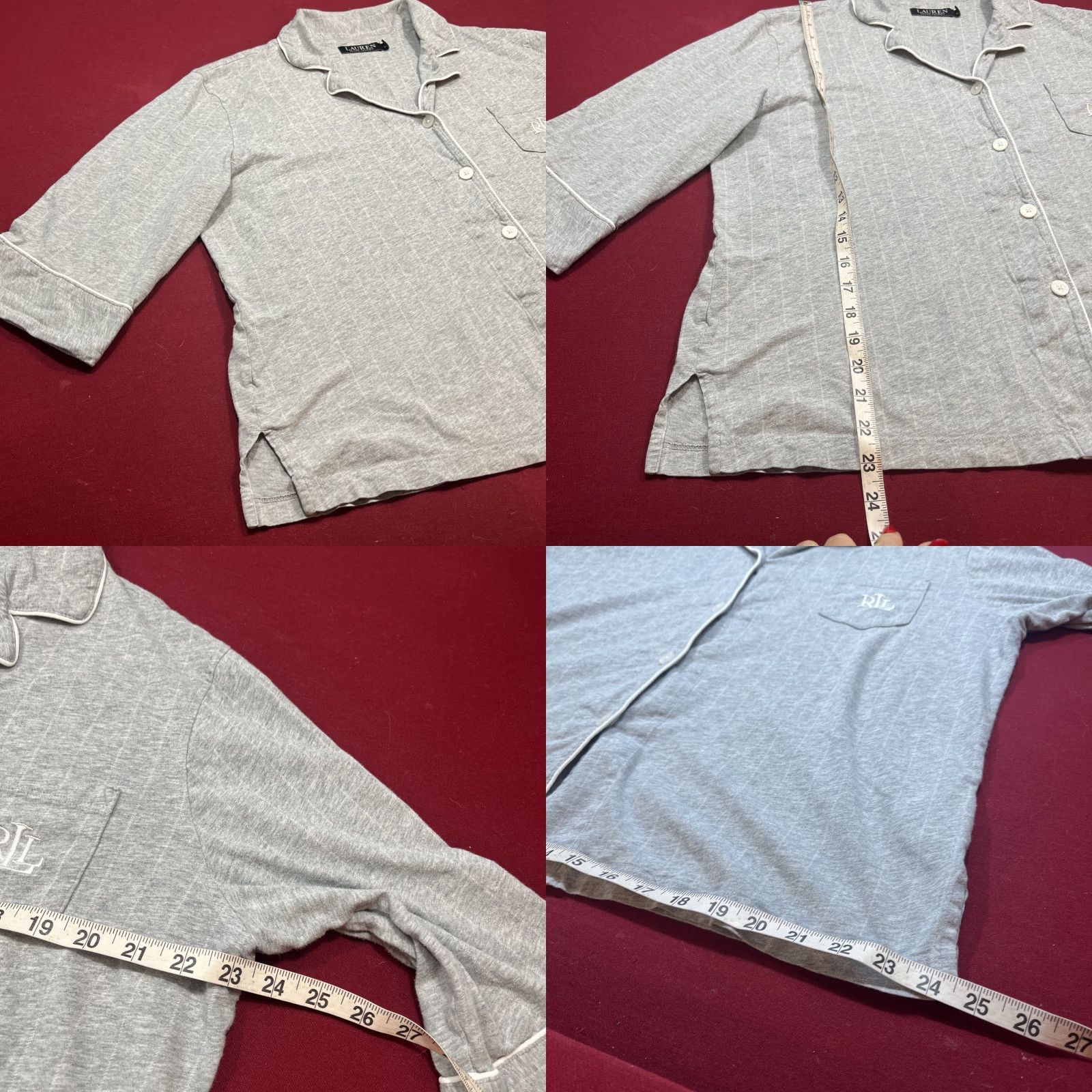 Ralph Lauren Lauren Ralph Lauren GRAY knit PJ TOP Women’s XL Pajama Button Shirt Black Label Size XL / US 12-14 / IT 48-50 - 9 Thumbnail