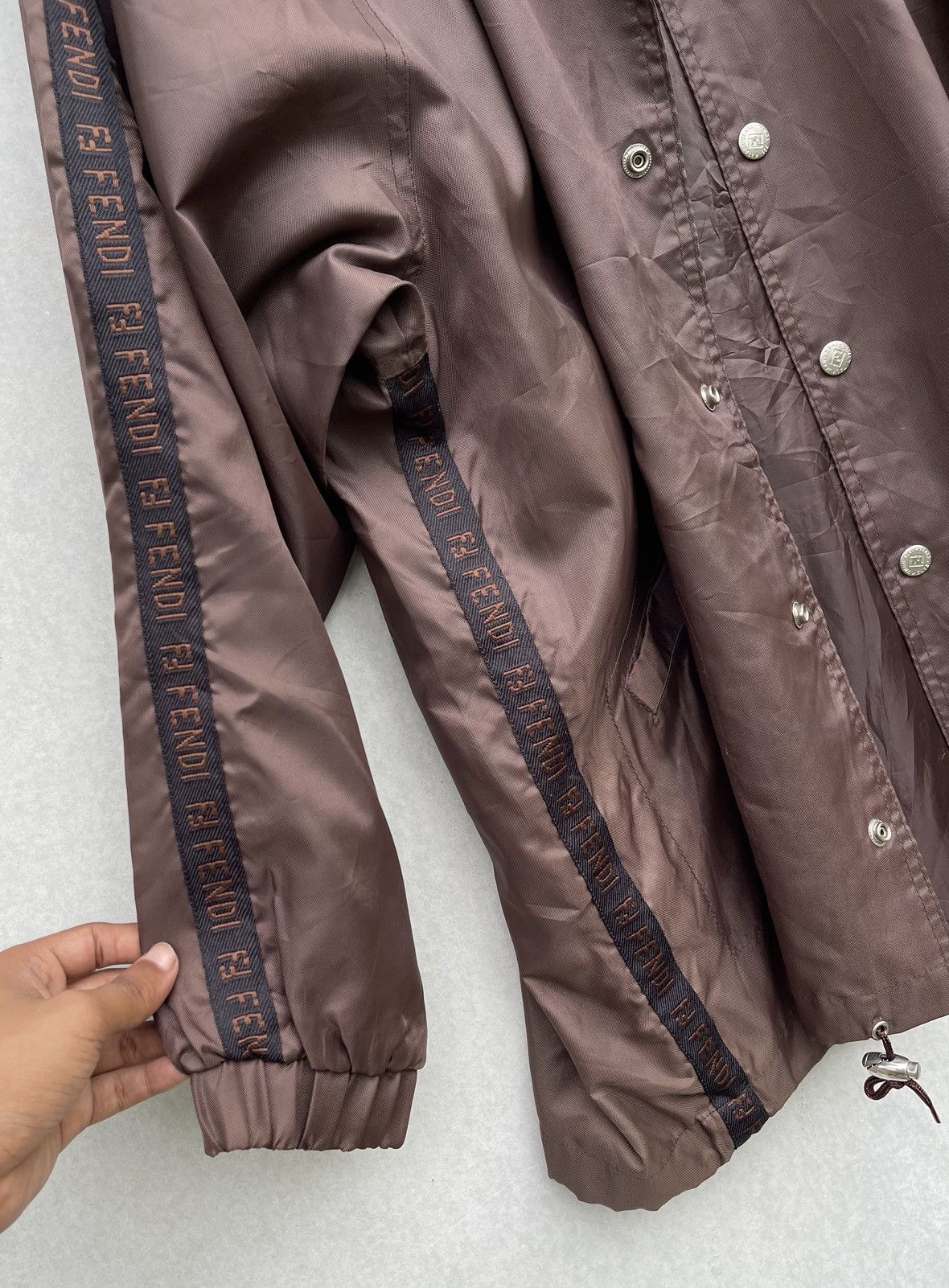 Fendi 🔥Vintage Fendi Roma Big Logo With Hidden Hoodie Light Jacket Size US XL / EU 56 / 4 - 5 Thumbnail