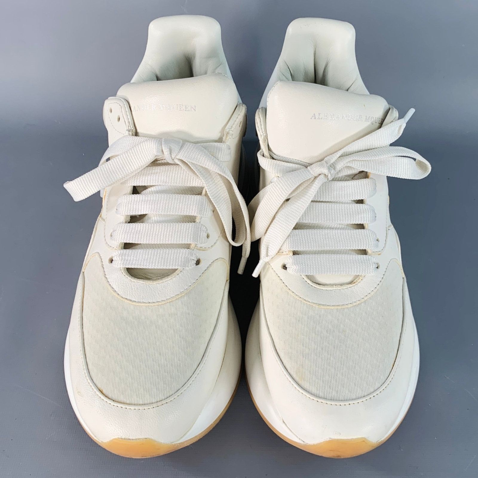 Alexander McQueen 8 White Ivory Rubber Sole Lace-Up Chunky Sneakers Size US 8 / EU 41 - 4 Thumbnail