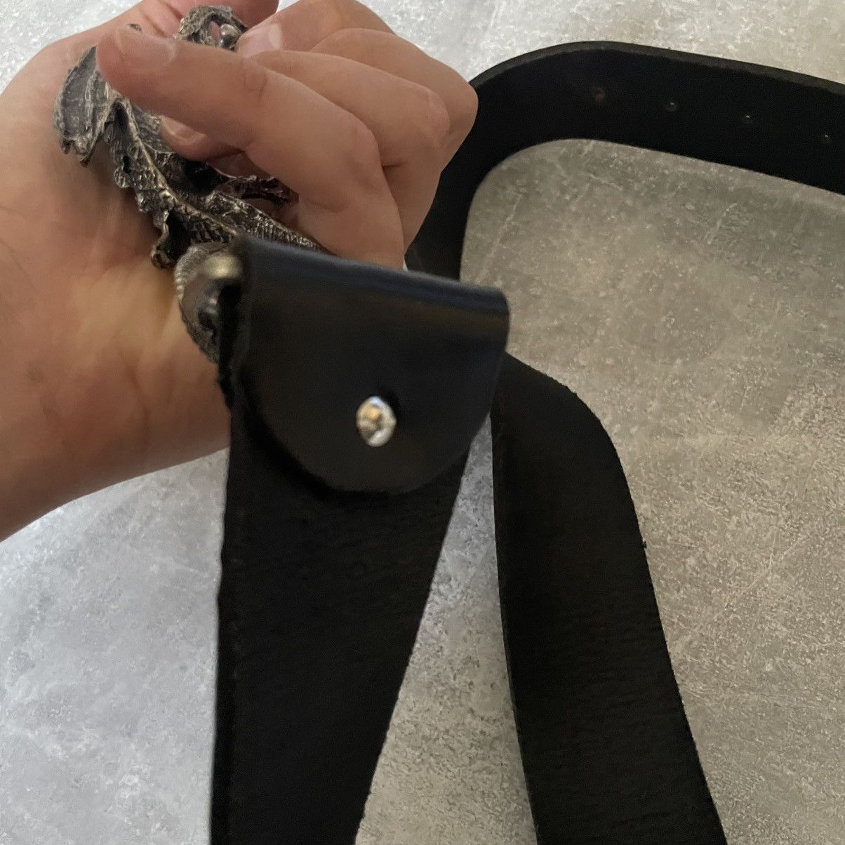 Japanese Brand Vintag Metal Dragon Leather Belt JAPAN NINJA ISSEY RAF yohji Size ONE SIZE - 4 Thumbnail