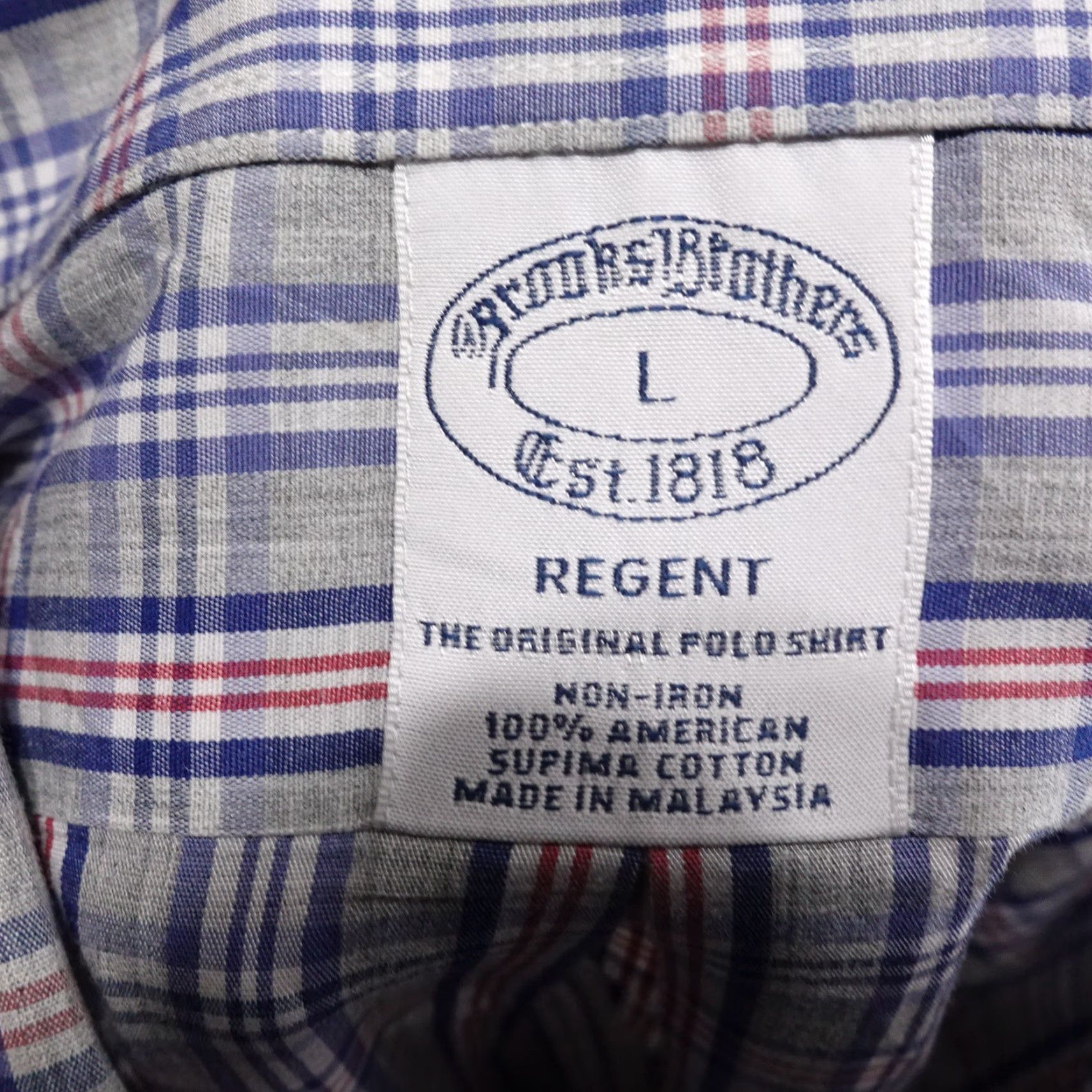 Brooks Brothers BROOKS BROTHERS REGENT FIT NON IRON SUPIMA COTTON GREY PLAID BUTTON UP SHIRT L Size US L / EU 52-54 / 3 - 6 Thumbnail