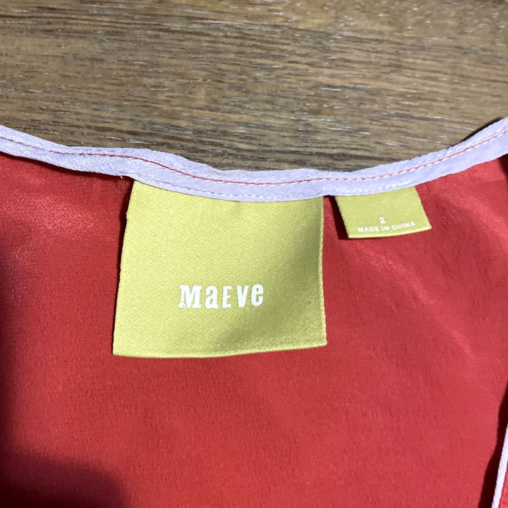 Vintage Maeve Blouse Womens Size 2 Red Silk Sleeveless Scoop Neck Pullover Casual Party/Cocktail Travel Undefined Size XS / US 0-2 / IT 36-38 - 3 Thumbnail