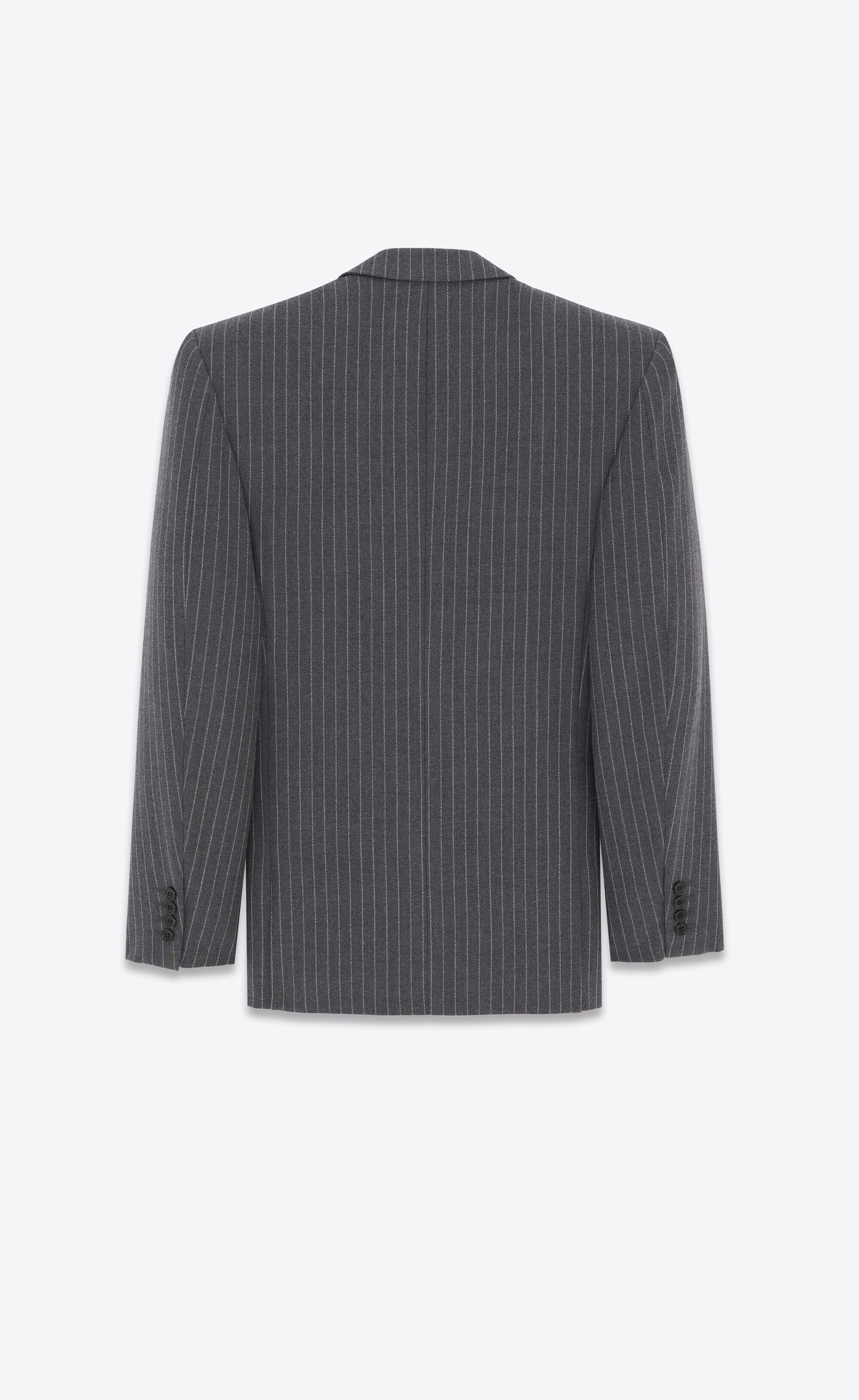 Saint Laurent Paris o1s1wg110125 762930 Oversized Jacket Striped Wool Flannel Size M / US 6-8 / IT 42-44 - 4 Thumbnail