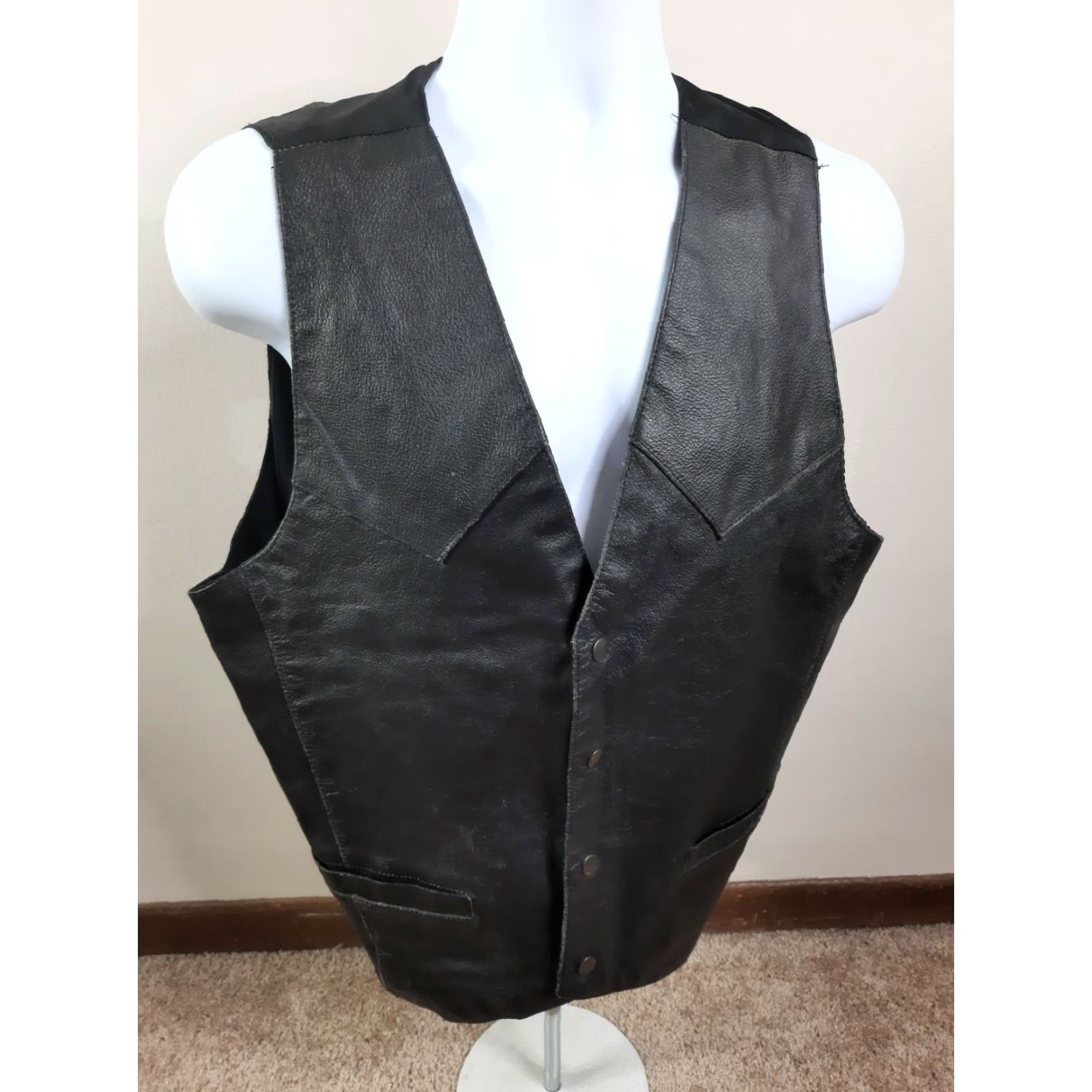 Vintage VINTAGE Permit Platinum Leather Black Mens Vest Western Style M Medium Pockets Size US M / EU 48-50 / 2 - 7 Thumbnail