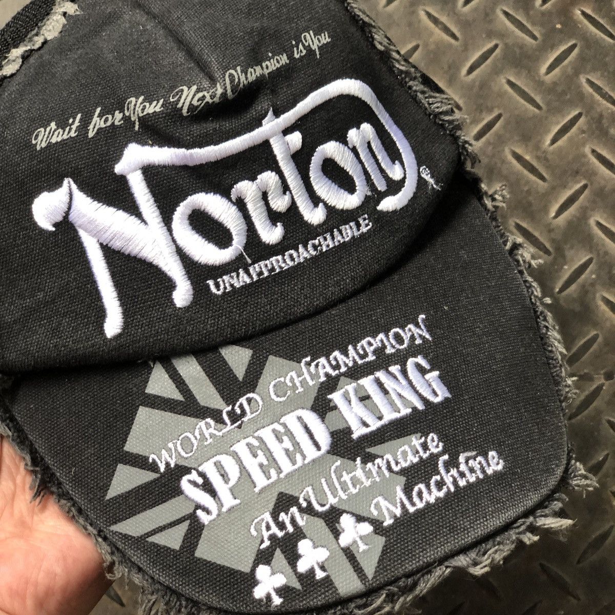 Norton Vintage Norton Motorcycle Fur Distressed Trucker Hat Size ONE SIZE - 4 Thumbnail