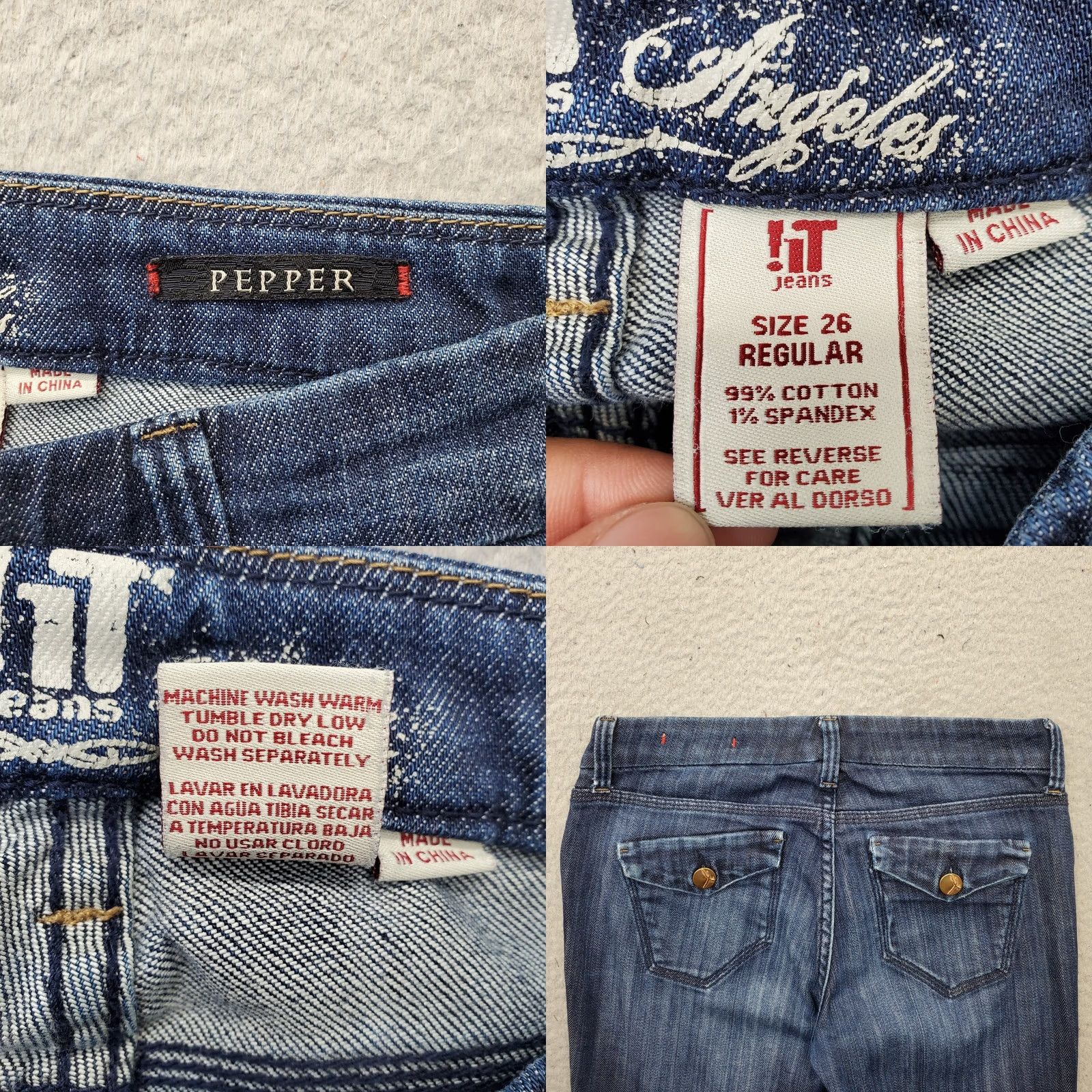Vintage !iT Los Angeles Pepper Jeans Womens 26R Blue Denim Bootcut Faded Streetwear Size 26" / US 2 / IT 38 - 8 Thumbnail