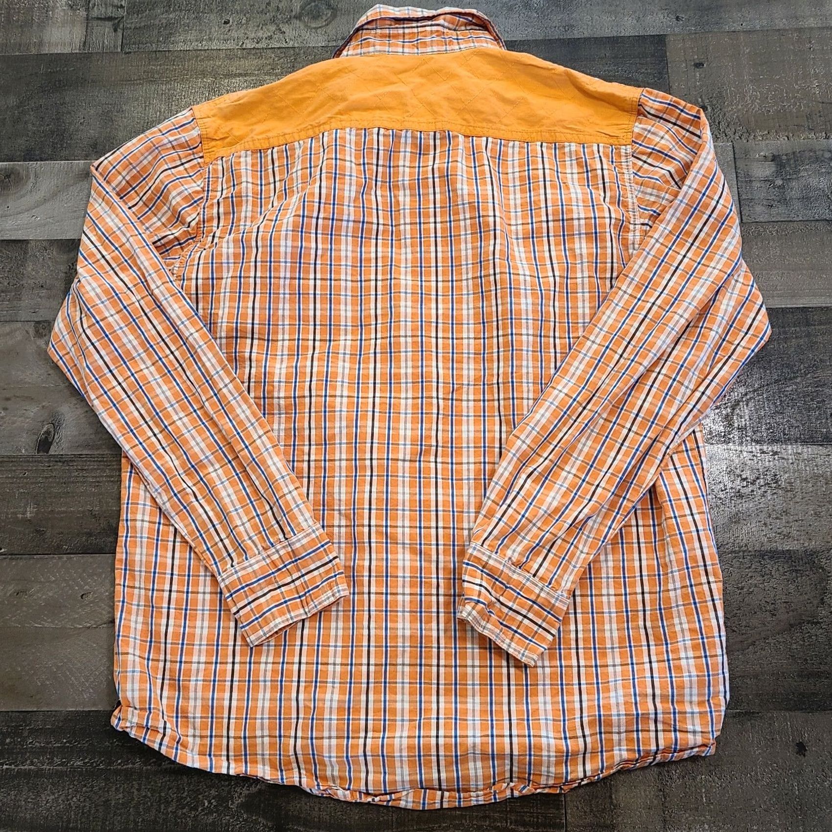 Southpole Southpole Shirt Mens XL Orange Hexagon Plaid Long Sleeve Button Up Collared Size US XL / EU 56 / 4 - 2 Thumbnail