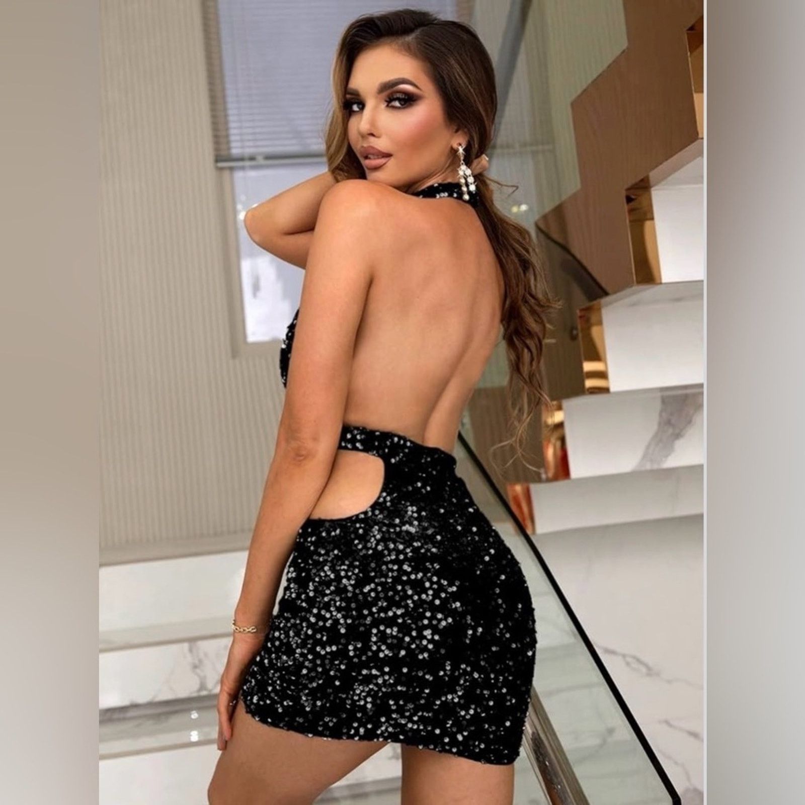 Other New Y2K Chic Black Party Sequin Backless Mini Dress size XS Size XS / US 0-2 / IT 36-38 - 2 Thumbnail