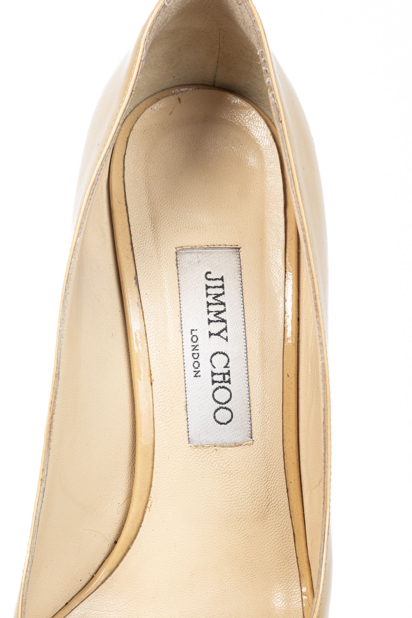 Jimmy Choo Jimmy Choo Luna Tan Patent-Leather Peep-Toe Platform Pumps Size US 9.5 / IT 39.5 - 9 Thumbnail