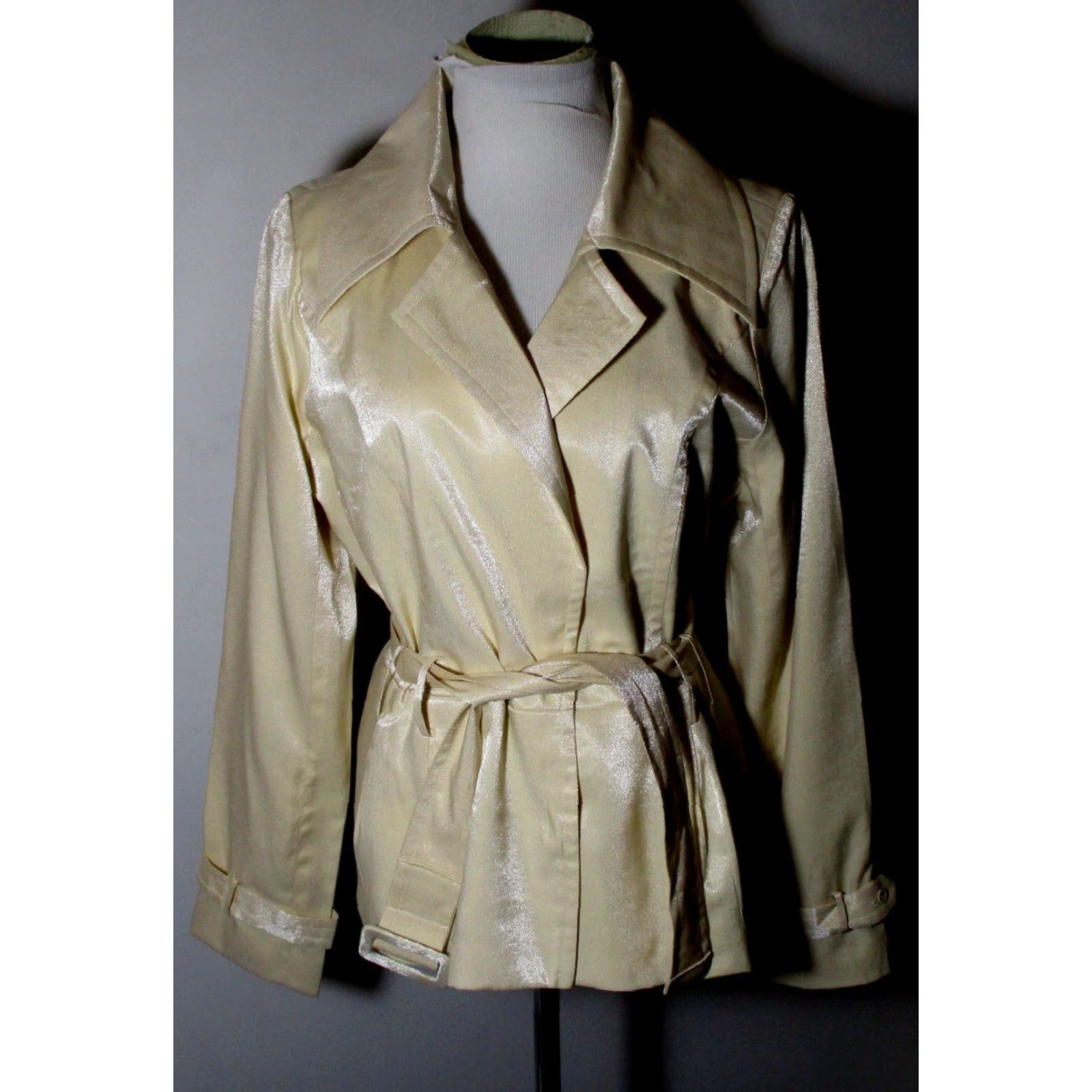 Vintage ELIZABETH HASSELBECK Creme Jacket Snap Button Size 14 NWOT Size XL / US 12-14 / IT 48-50 - 3 Thumbnail
