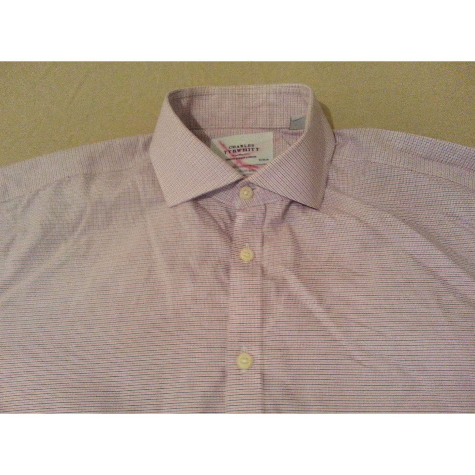 Charles Tyrwhitt Mens Charles Tyrwhitt Dress Shirt 16.5 34 Slim Red Cotton Shirt Mens Womens? Size 46R - 3 Thumbnail