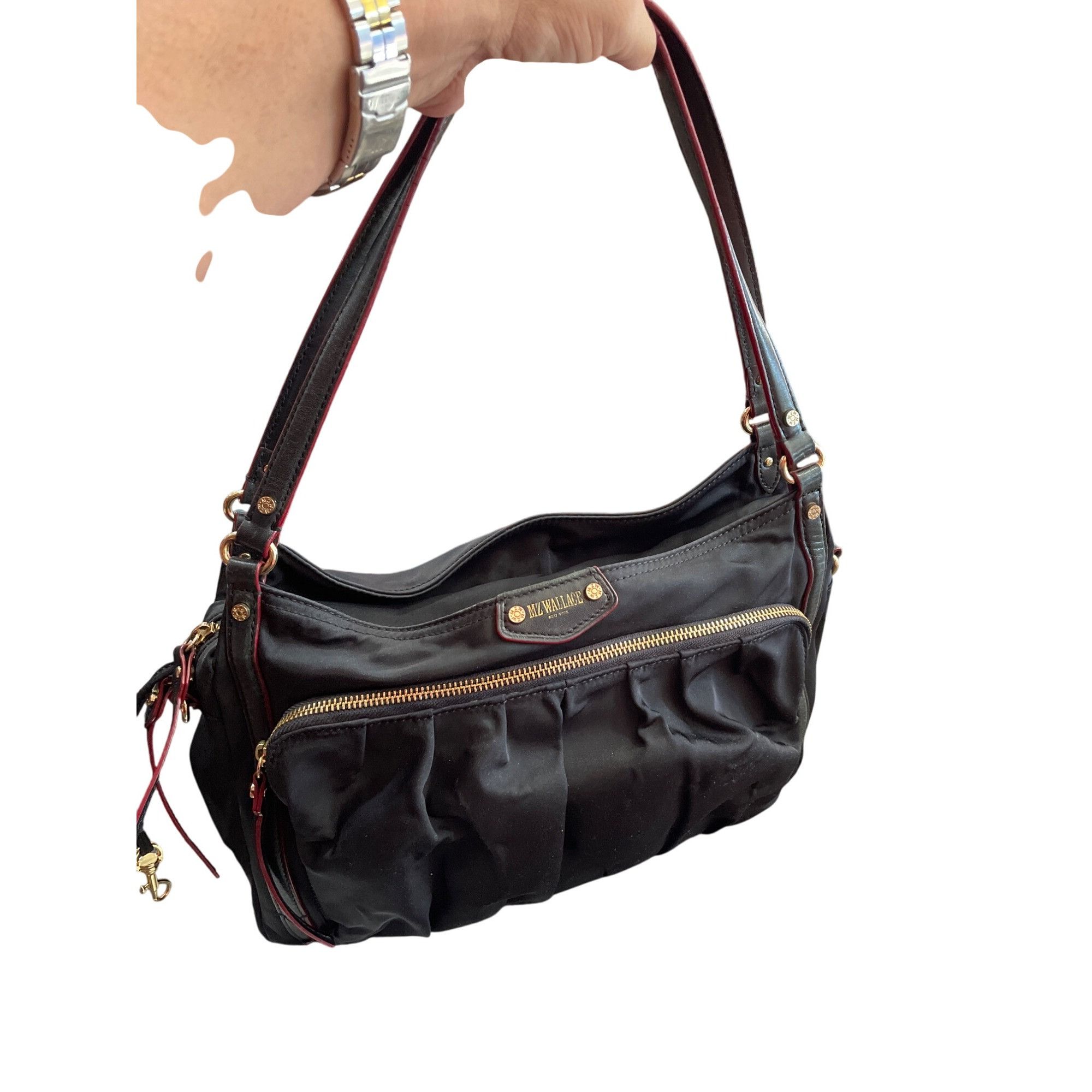 MZ Wallace MZ Wallace womans Black Nylon Leather Trim Handbag crossbody Size ONE SIZE - 21 Thumbnail