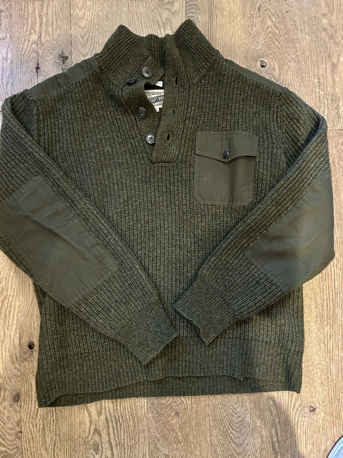 Schott Schott Bros Pullover Henley Military Sweater Size US XL / EU 56 / 4 - 1 Thumbnail
