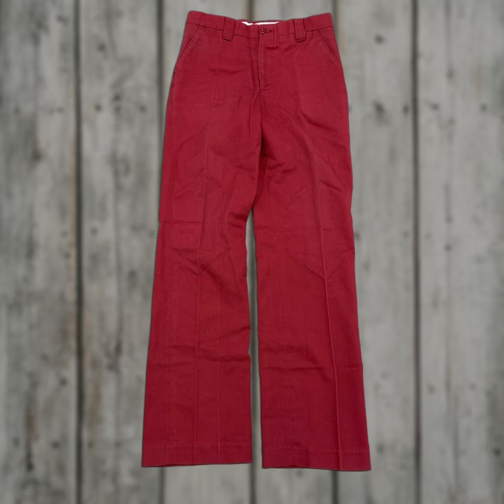 VINTAGE Levi's Sta-Prest Red Twill Pants 29x33 Flared Cotton Blend Hippy 60s Dress Chino Mens