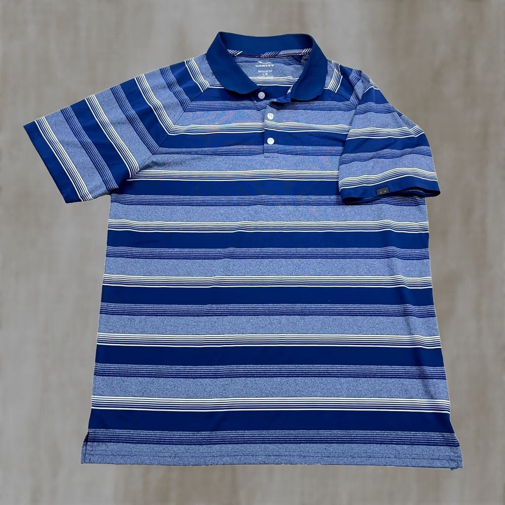 Oakley Oakley Polo Shirt Men L Blue Striped Regular Fit Performance Dry Wicking Size US L / EU 52-54 / 3 - 1 Thumbnail