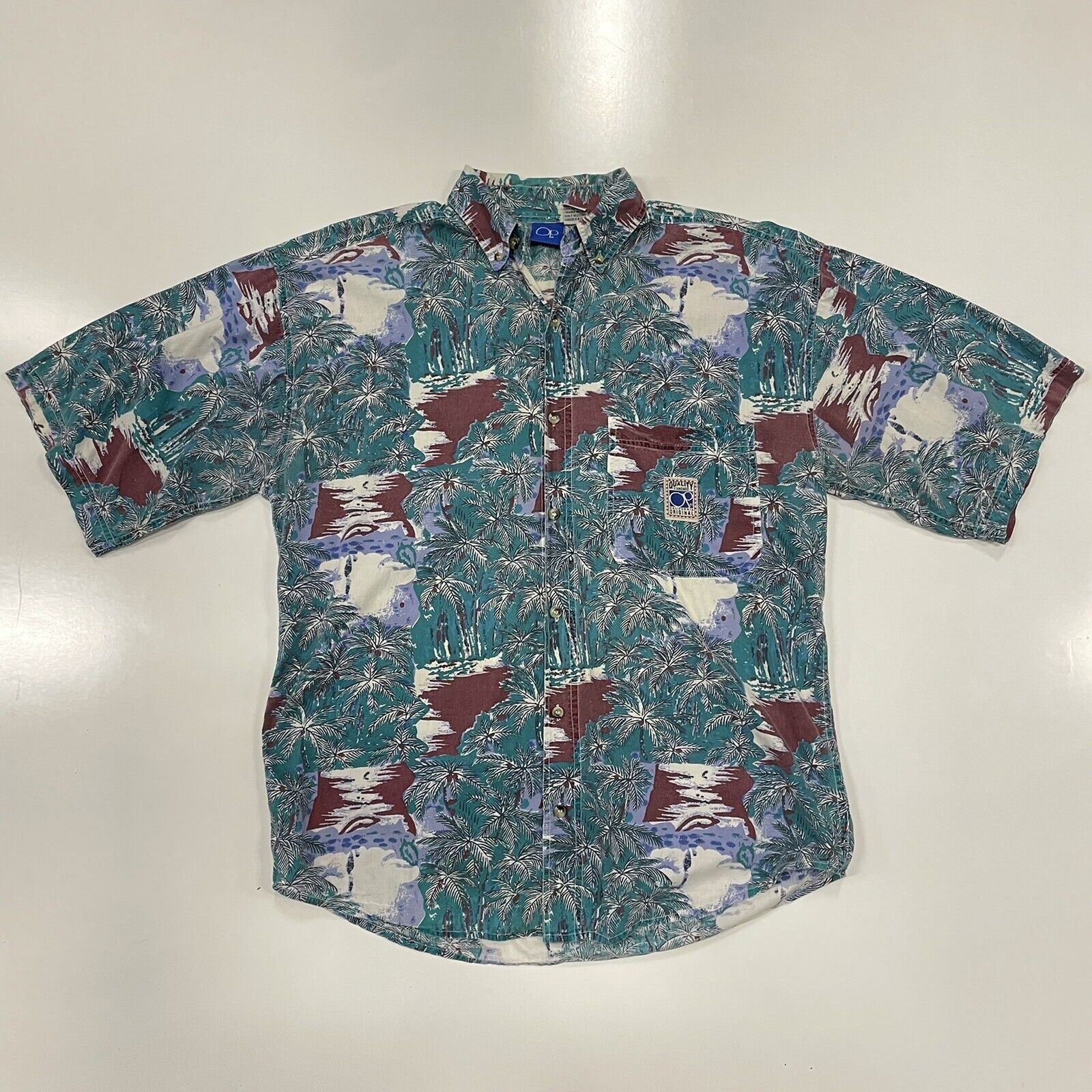 Ocean Pacific VTG 90’s OP Ocean Pacific Aloha Shirt Palm Tree Art Men’s L Size US L / EU 52-54 / 3 - 1 Thumbnail